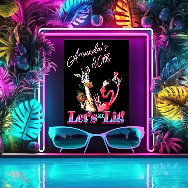 Lets Get Lit Funny Adult Birthday Cocktail Party  Poster (Creator Uploaded)