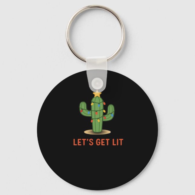 Let's Get Lit Funny Christmas Classic Key Ring (Front)