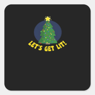 Let's Get Lit - Funny Christmas Classic Square Sticker