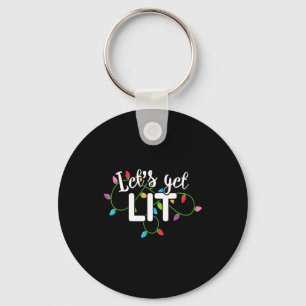 Lets Get Lit Funny Christmas Drinking Apparel Xma Key Ring