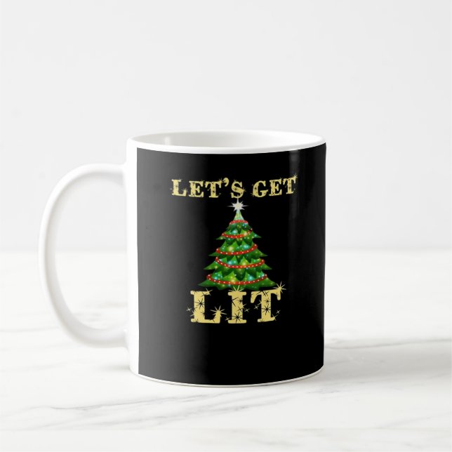Let's Get Lit Funny Christmas Drinking Classic Coffee Mug (Left)