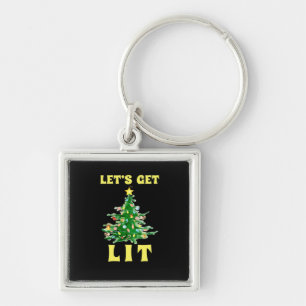 Let's Get Lit Funny Christmas Drinking Classic Key Ring