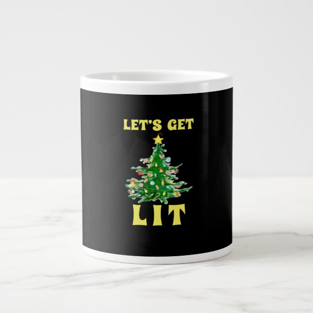 Let's Get Lit Funny Christmas Drinking Classic Large Coffee Mug (Front)