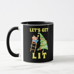 Let's Get Lit Funny Christmas Drinking Classic Mug
