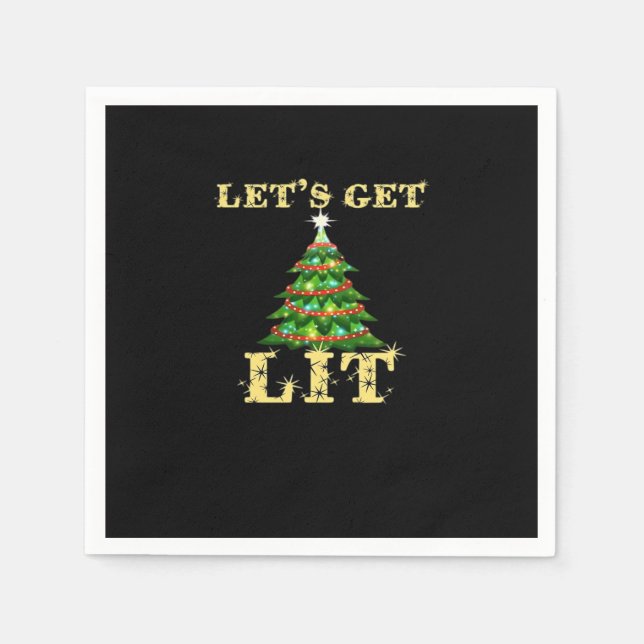 Let's Get Lit Funny Christmas Drinking Classic Napkin (Front)
