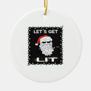 Let's Get Lit Funny Christmas Drinking Essential Ceramic Ornament