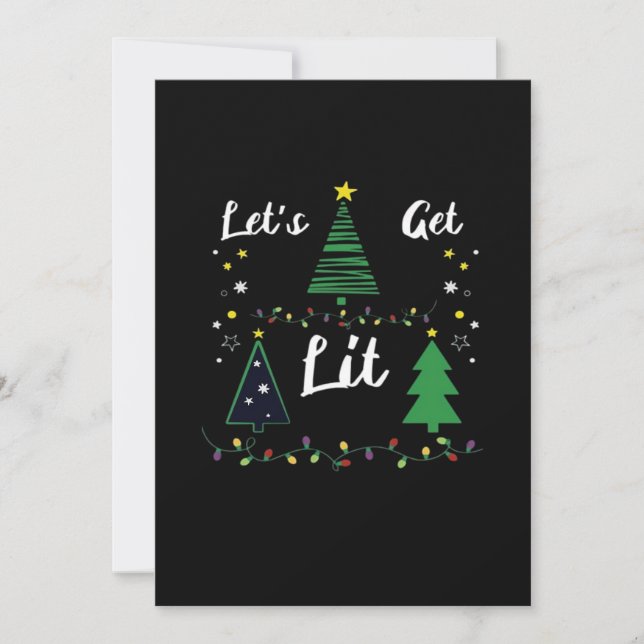 Let's Get Lit Funny Christmas Drinking Essential Holiday Card (Front)