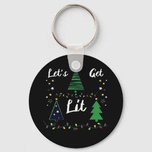 Let's Get Lit Funny Christmas Drinking Essential Key Ring