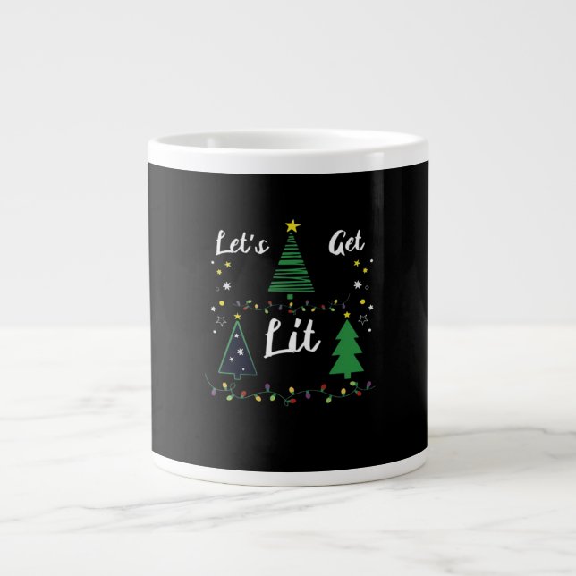 Let's Get Lit Funny Christmas Drinking Essential Large Coffee Mug (Front)