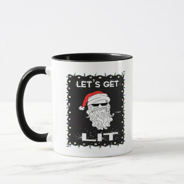 Let's Get Lit Funny Christmas Drinking Essential Mug (Left)
