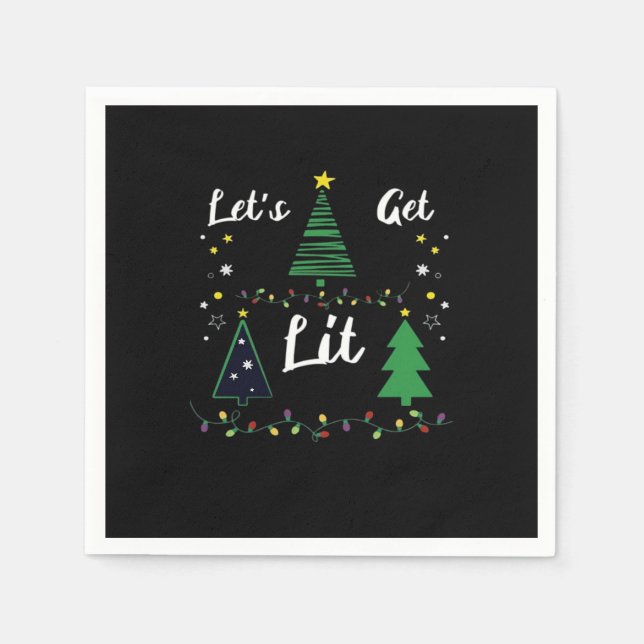 Let's Get Lit Funny Christmas Drinking Essential Napkin (Front)
