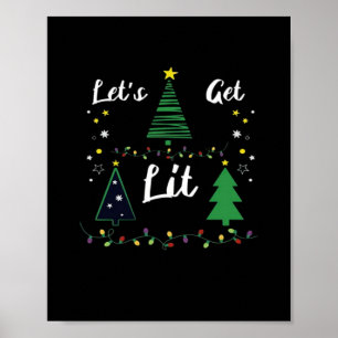 Let's Get Lit Funny Christmas Drinking Essential Poster