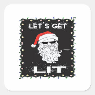 Let's Get Lit Funny Christmas Drinking Essential Square Sticker