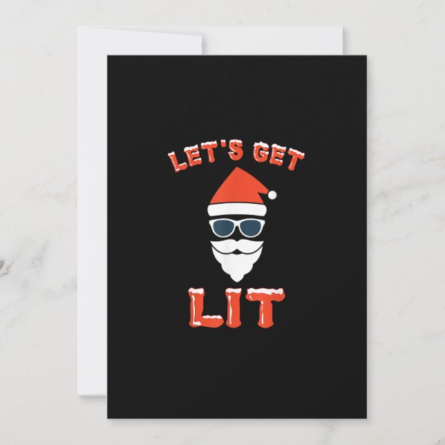 Let's Get Lit Funny Christmas Drinking Funny Holiday Card (Front)