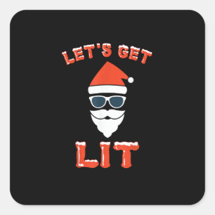 Let's Get Lit Funny Christmas Drinking Funny Square Sticker