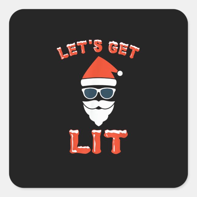 Let's Get Lit Funny Christmas Drinking Funny Square Sticker (Front)