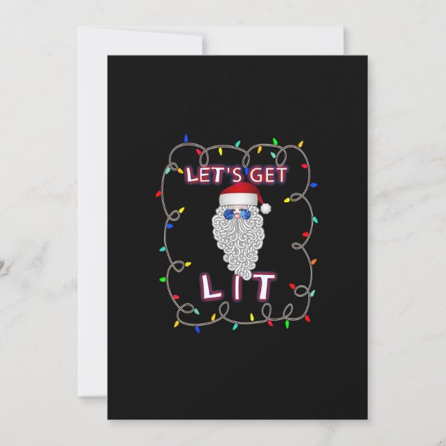 Let's Get Lit Funny Christmas Drinking Holiday Card (Front)