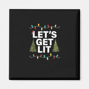 Let's Get Lit Funny Christmas Drinking Lights Magnet