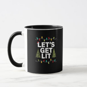 Let's Get Lit Funny Christmas Drinking Lights Mug