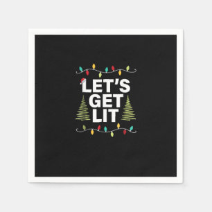 Let's Get Lit Funny Christmas Drinking Lights Napkin