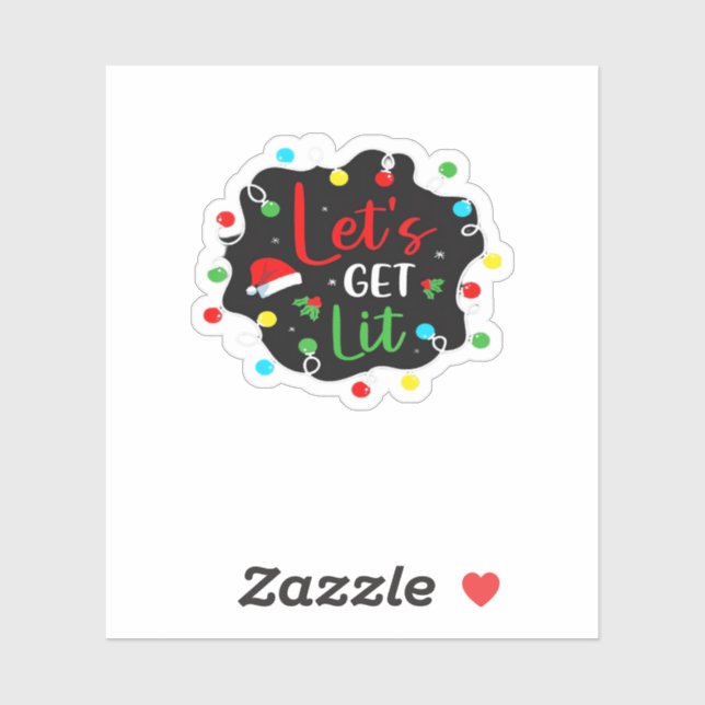 Let's Get Lit Funny Christmas Drinking Lights Sant (Sheet)