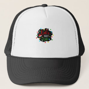 Let's Get Lit Funny Christmas Drinking Lights Sant Trucker Hat