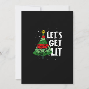 Let's Get Lit Funny Christmas Drinking Men Women Holiday Card
