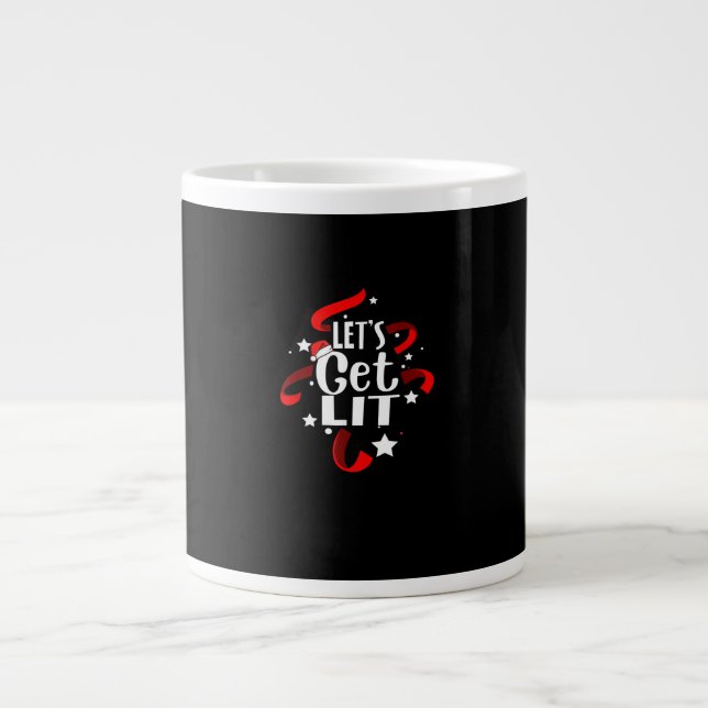 Let's Get Lit Funny Christmas Drinking Men Women Large Coffee Mug (Front)