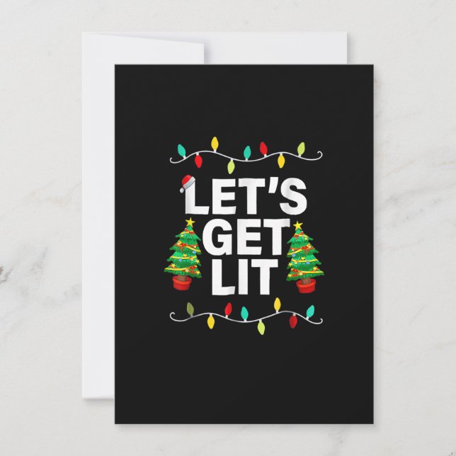 Let's Get Lit Funny Christmas Drinking T Shirt Xma Invitation (Front)
