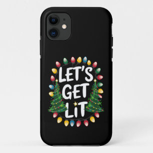 Let's Get Lit Funny Christmas Drinking Xmas Lights iPhone 11 Case