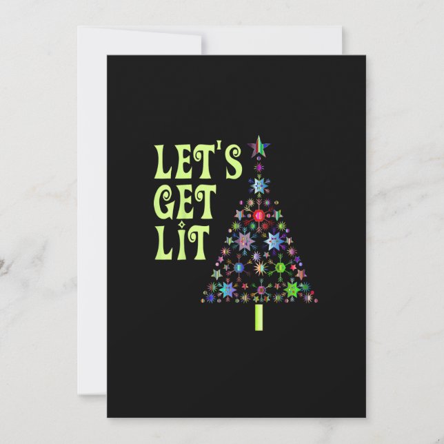 Let's Get Lit Funny Christmas Holiday Card (Front)