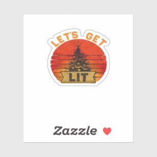 Let's Get Lit Funny Christmas Humor Quote Vintage 