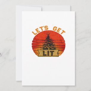 Let's Get Lit Funny Christmas Humor Quote Vintage Holiday Card