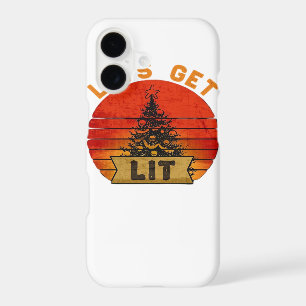 Let's Get Lit Funny Christmas Humour Quote Vintage