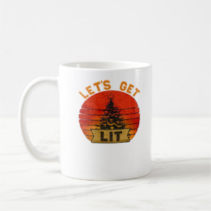 Let's Get Lit Funny Christmas Humour Quote Vintage Coffee Mug