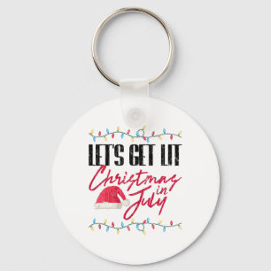 Let's Get Lit Funny Christmas In July Graphic Key Ring