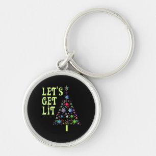 Let's Get Lit Funny Christmas Key Ring