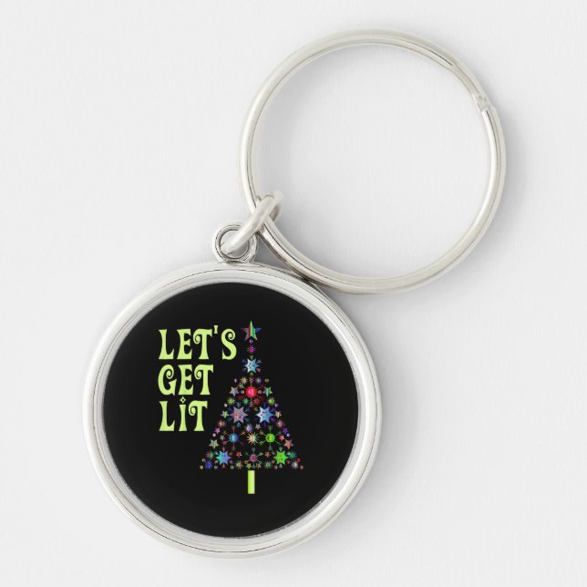 Let's Get Lit Funny Christmas Key Ring (Front)