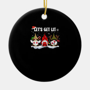 Let's Get Lit Funny Christmas Lights Christmas Gno Ceramic Ornament