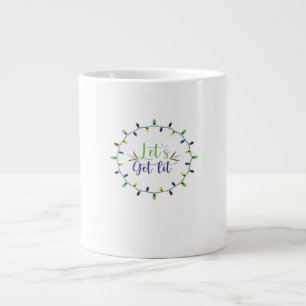 Let's Get Lit Funny Christmas Lights Festive Holid Large Coffee Mug