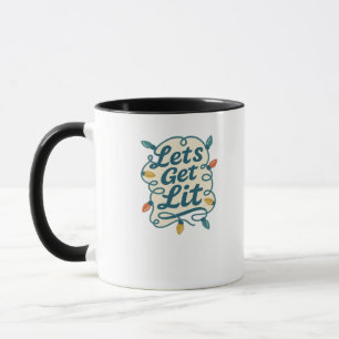 Let's Get Lit Funny Christmas Lights Holiday Party Mug