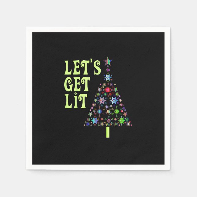 Let's Get Lit Funny Christmas Napkin (Front)