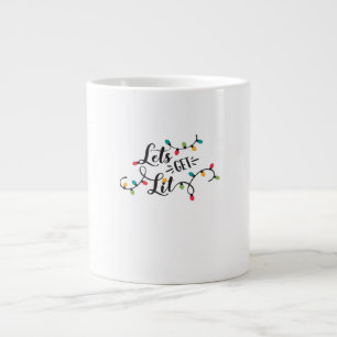 Let's Get Lit Funny Christmas Pun Classic Large Coffee Mug