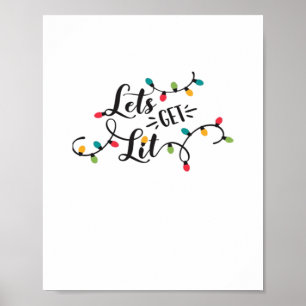 Let's Get Lit Funny Christmas Pun Classic Poster