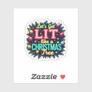 Let's Get Lit -  Funny Christmas Pun Graphic Holid