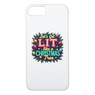 Let's Get Lit -  Funny Christmas Pun Graphic Holid iPhone 8/7 Case