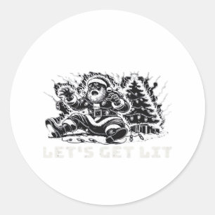 Let's Get Lit Funny Christmas Vibe Classic Classic Round Sticker