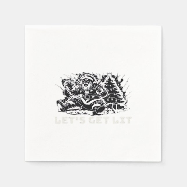Let's Get Lit Funny Christmas Vibe Classic Napkin (Front)