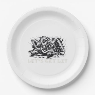 Let's Get Lit Funny Christmas Vibe Classic Paper Plate
