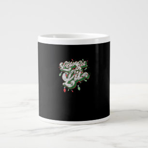 Let's Get Lit - Funny Drinking Christmas Light Gra Large Coffee Mug